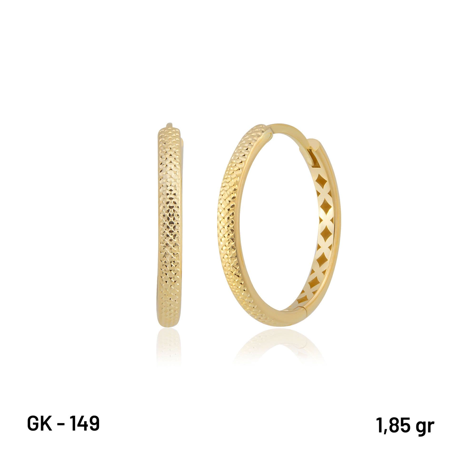 KÜPE GK - 149 14 AYAR ALTIN PIRLANTA KESİM HALKA KÜPE