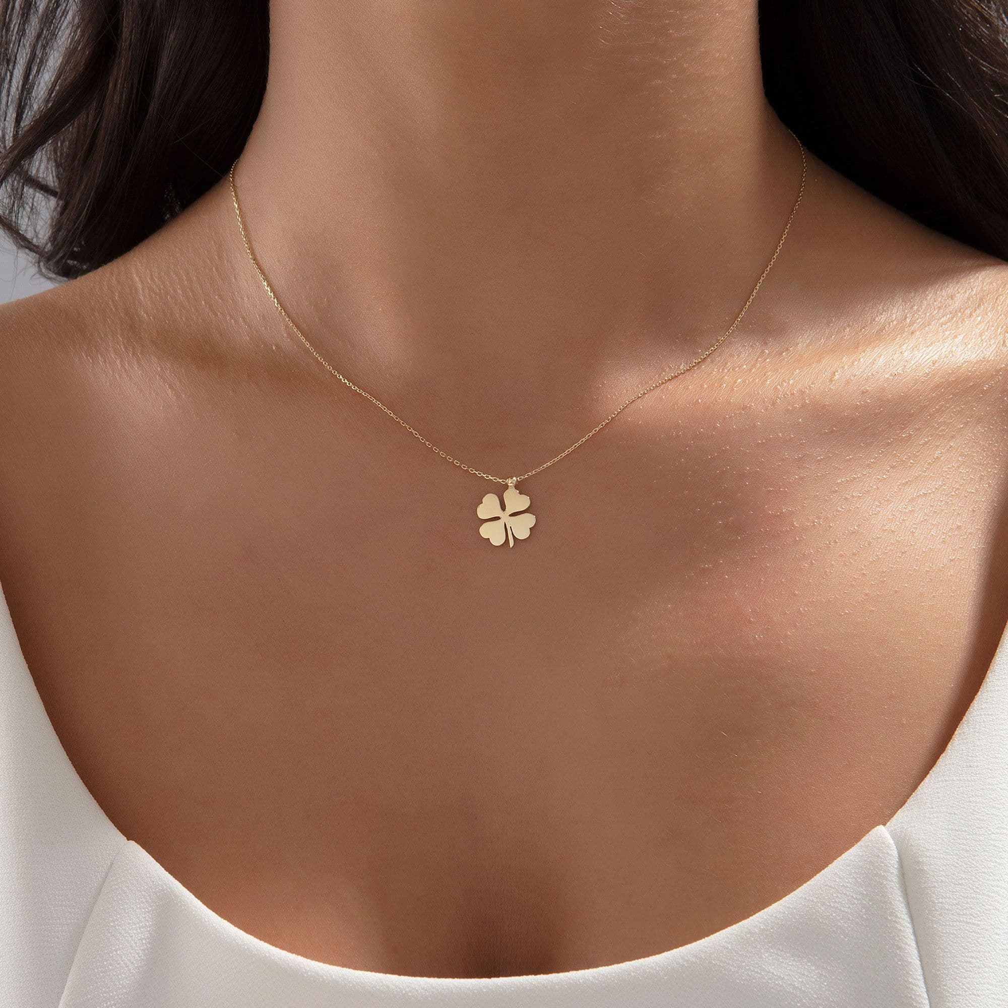 TK-101 14 AYAR CLOVER HAFİF KOLYE